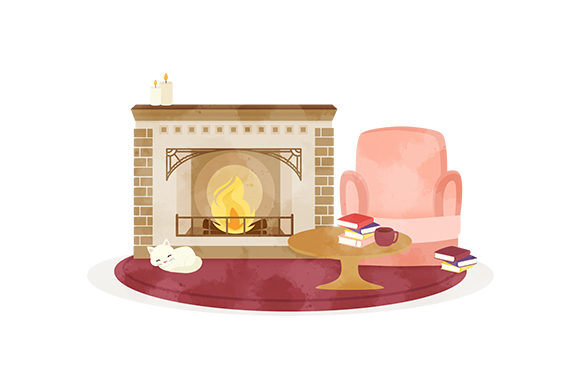 A Cosy Fireside Scene for Crafts and Design Assets