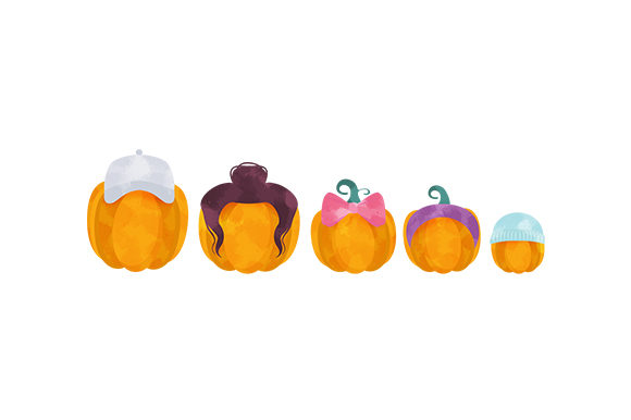 An Experienced Take on the Family of Pumpkins Watercolor Design
