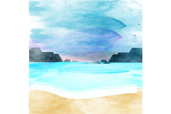 Crafting Nature: A Beach Scene Watercolor for Editorial Impact
