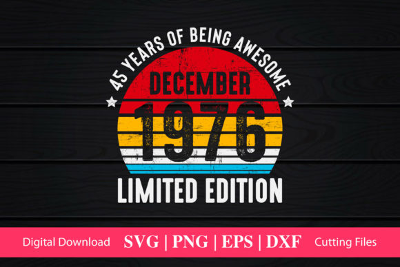 December 1976 Birthday Graphics for Crafts and Branding
