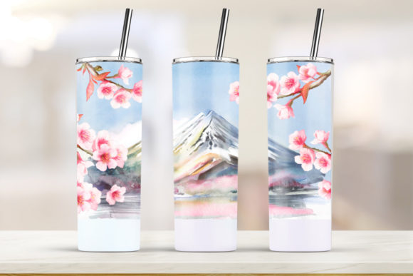 Sakura Watercolor 20oz Tumbler Design for Commercial Graphics